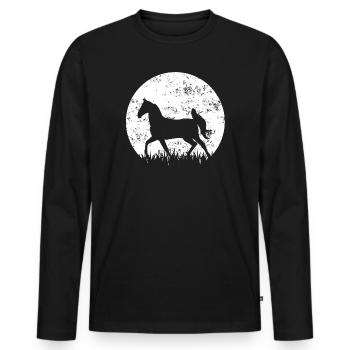 Chevaux chevaux chevaux - T-shirt manches longues Premium bio Homme - noir - Devant - Nico (187cm)