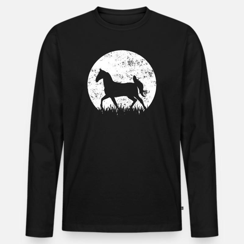 Pferd Pferde Reiten - Männer Premium Bio Langarmshirt - Schwarz