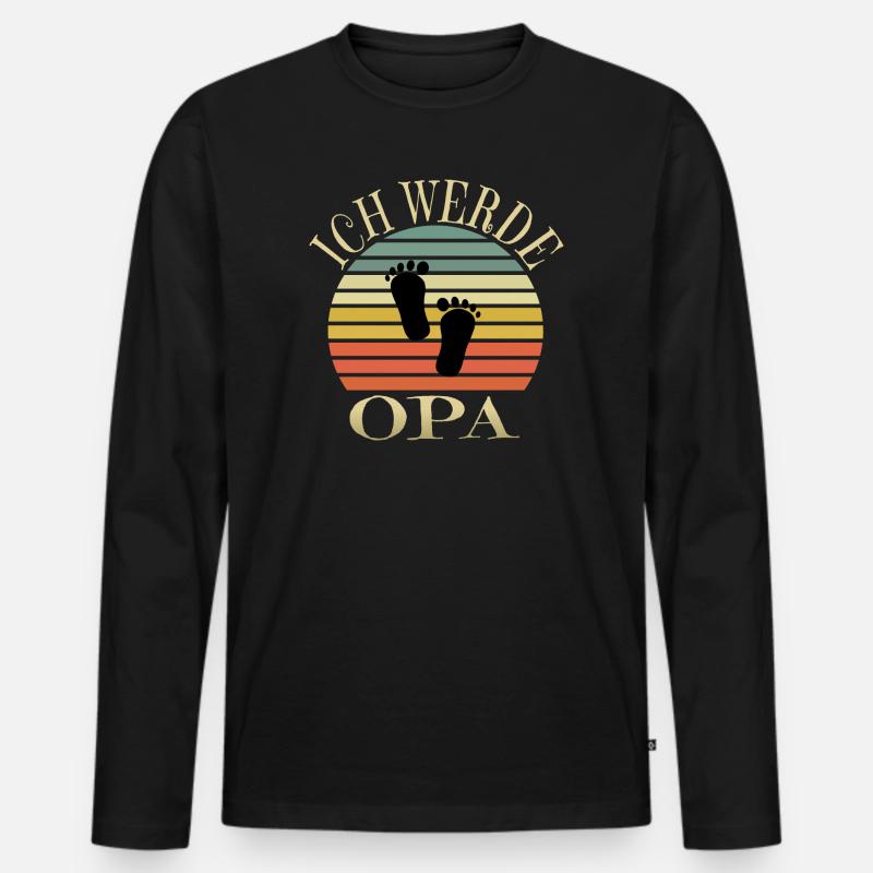 Ich werde Opa - Männer Premium Bio Langarmshirt - Schwarz