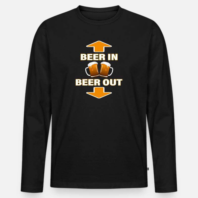 BEER IN - BEER OUT - Männer Premium Bio Langarmshirt - Schwarz