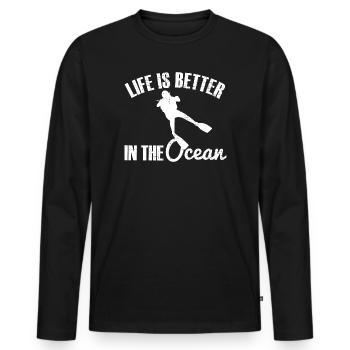 Plongée plongée - T-shirt manches longues Premium bio Homme - noir - Devant - Nico (187cm)