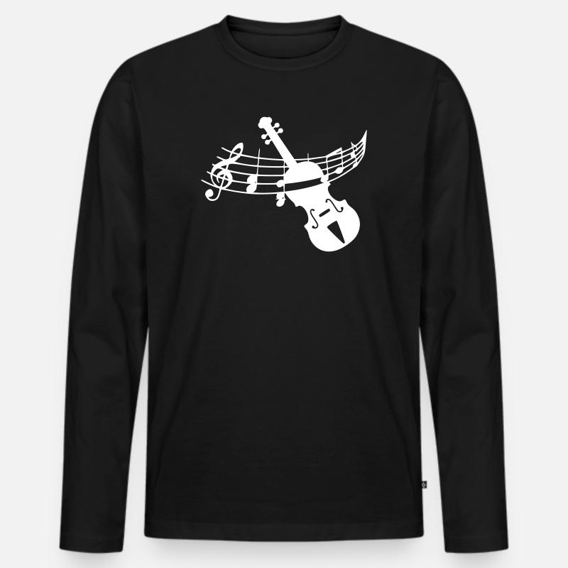 Geige Violine - Männer Premium Bio Langarmshirt - Schwarz