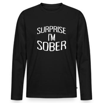 Surprise Im Sober Surprise I'm Not Drunk - T-shirt manches longues Premium bio Homme - noir - Devant - Nico (187cm)