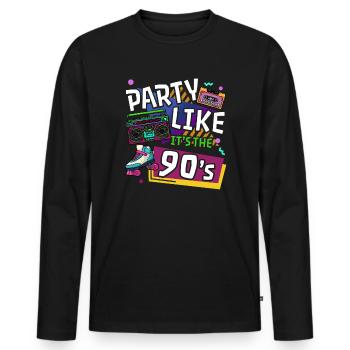 90iger Neunziger Jahrgang - Männer Premium Bio Langarmshirt - Schwarz - Vorne - Nico (187cm)