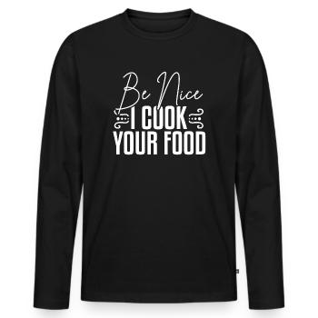 Cook Cook - Men's Premium Organic Long Sleeve Shirt - black - Front - Nico (187cm)