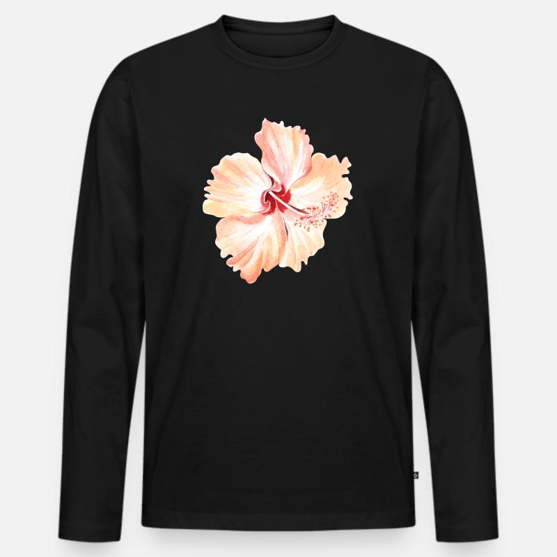 Blume - Männer Premium Bio Langarmshirt - Schwarz