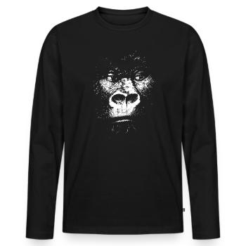 Illustration de singe expressionniste, gorille - T-shirt manches longues Premium bio Homme - noir - Devant - Nico (187cm)