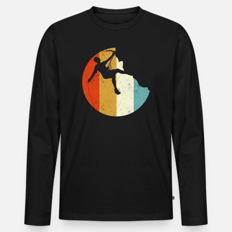 Climber Silhouette on Rainbow Gradient Globe - Men's Premium Organic Long Sleeve Shirt - black