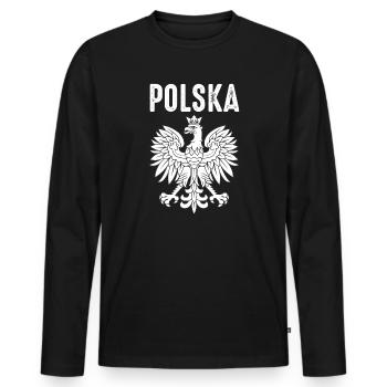 Pologne - T-shirt manches longues Premium bio Homme - noir - Devant - Nico (187cm)