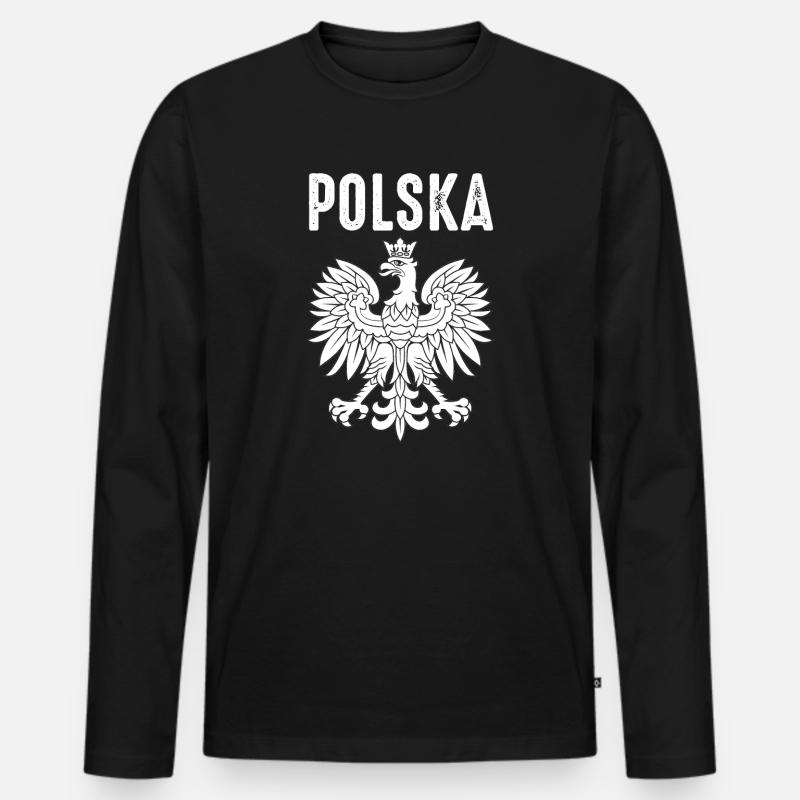 Polen - Männer Premium Bio Langarmshirt - Schwarz