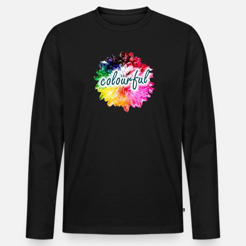 Regenbogenblume Farbexplosion - Männer Premium Bio Langarmshirt - Schwarz