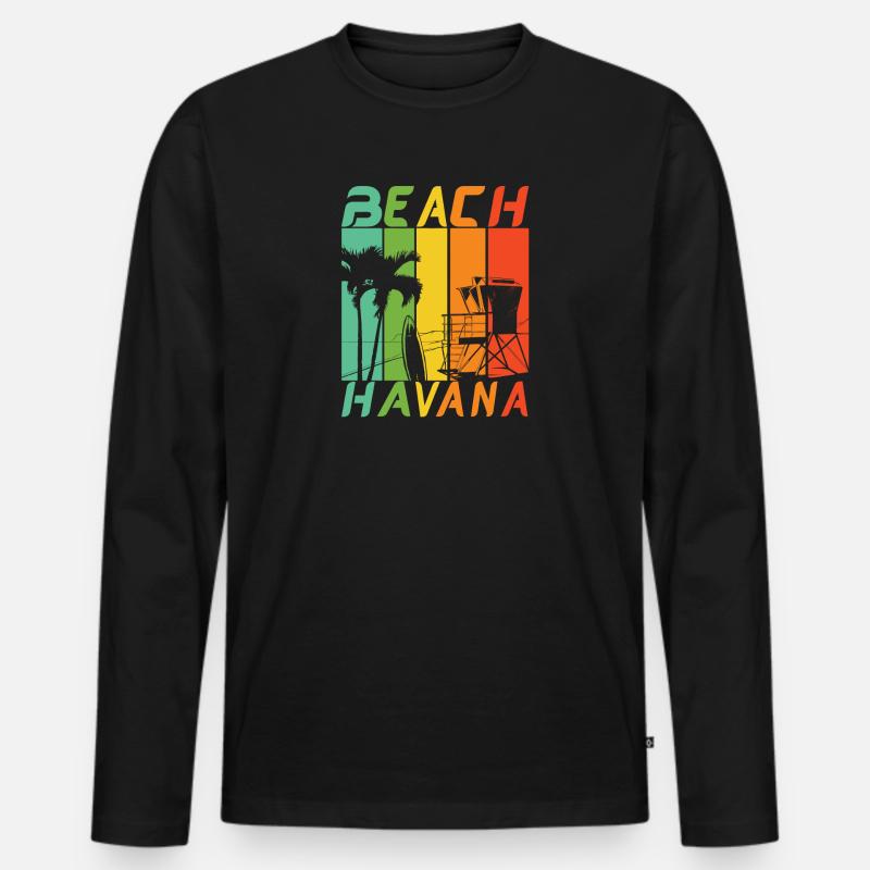Havanna Beach Design / Geschenkidee - Männer Premium Bio Langarmshirt - Schwarz