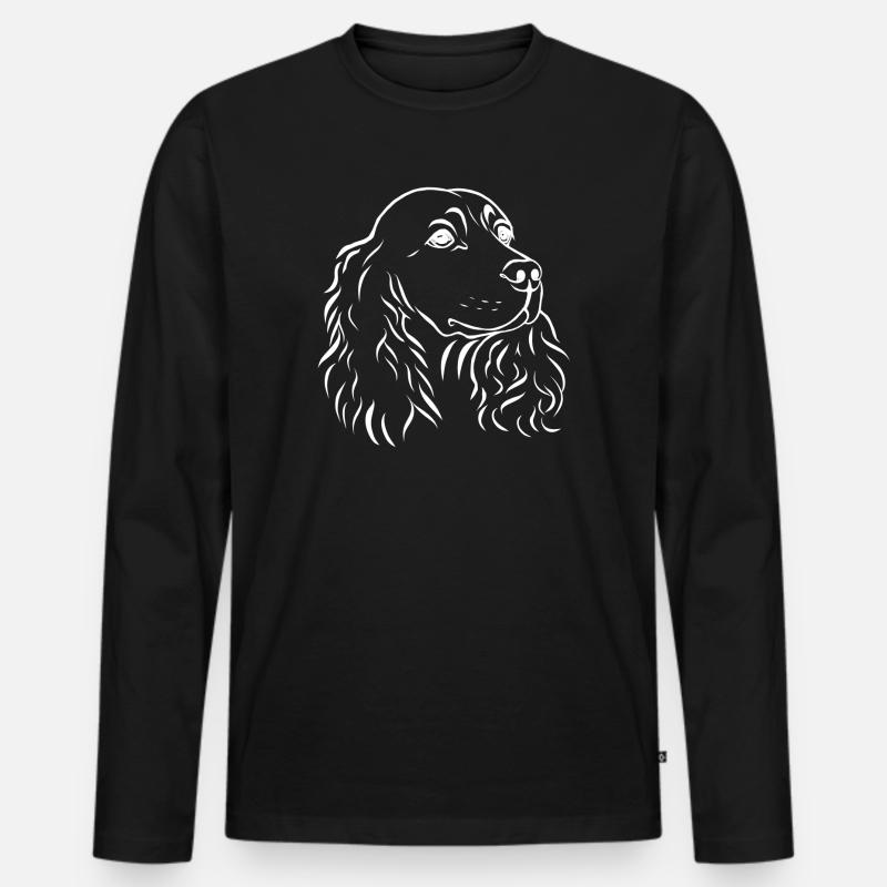 Spaniel Portrait - Männer Premium Bio Langarmshirt - Schwarz