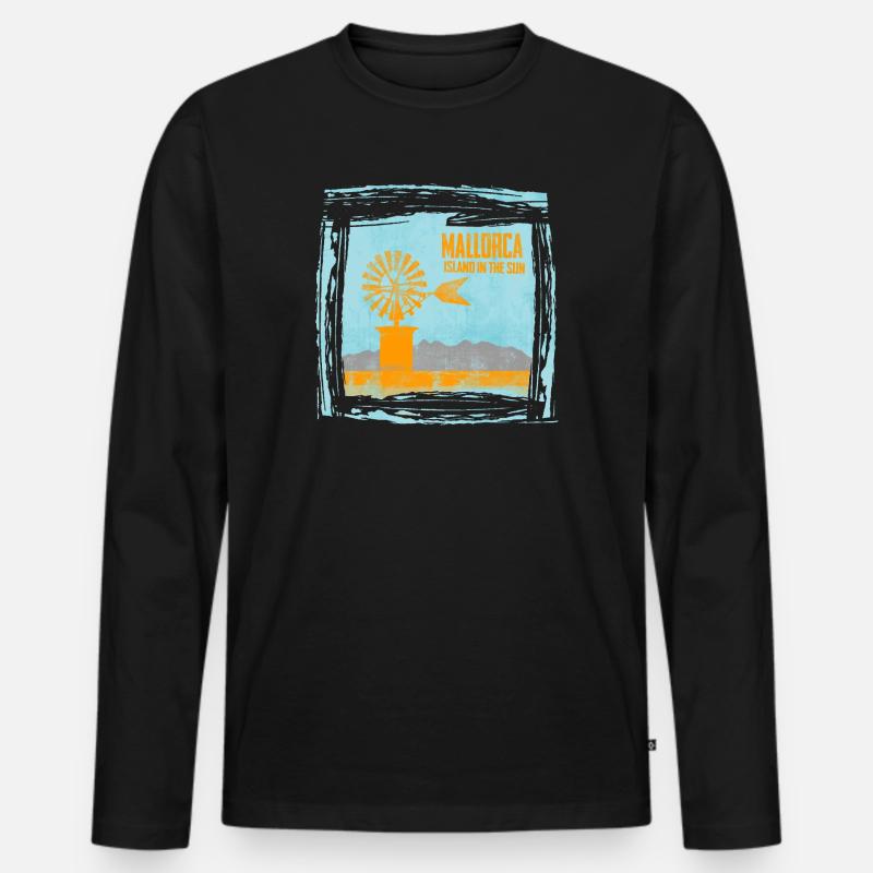 Mallorca Insel im Sonnenlicht Design - Männer Premium Bio Langarmshirt - Schwarz