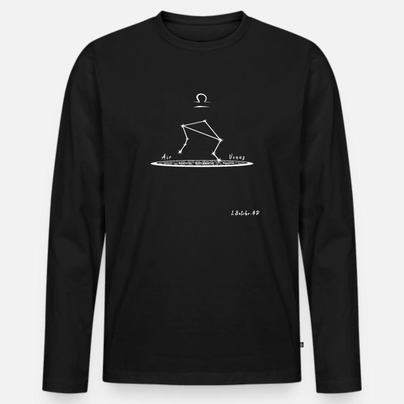 LIBRA - Theme and Constellation - Männer Premium Bio Langarmshirt - Schwarz