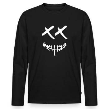 Masque - Sourire avec des yeux en X - T-shirt manches longues Premium bio Homme - noir - Devant - Nico (187cm)