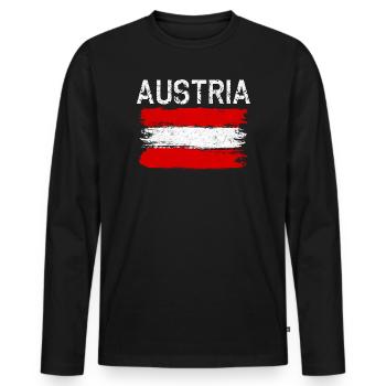 Austria Brushed Flag Graphic - Men's Premium Organic Long Sleeve Shirt - black - Front - Nico (187cm)