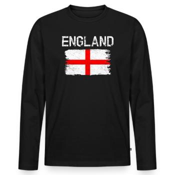 England Brush Strokes Flag - Men's Premium Organic Long Sleeve Shirt - black - Front - Nico (187cm)