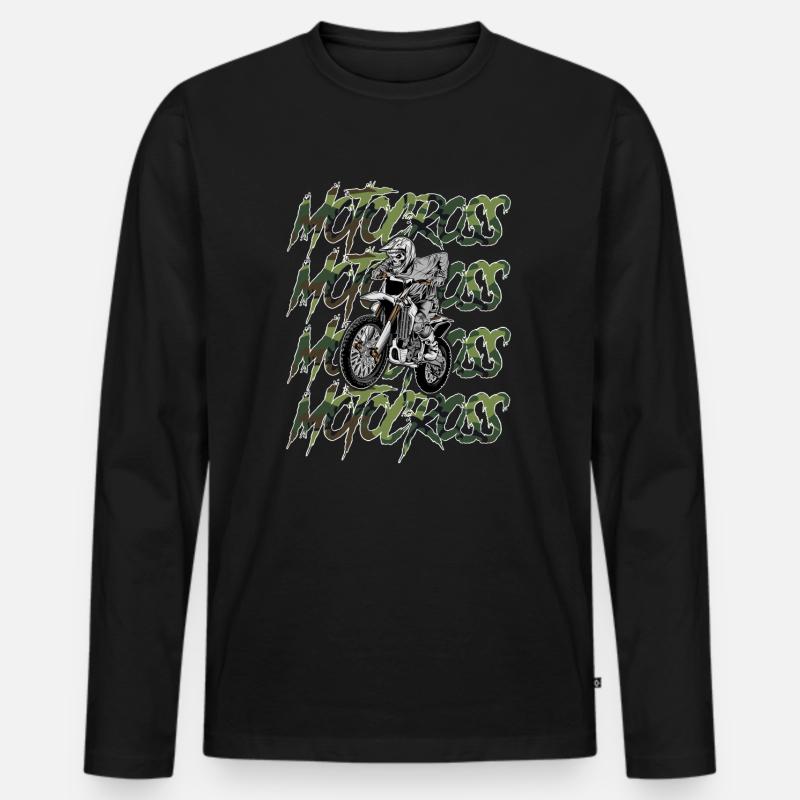 Motocross Camouflage - Männer Premium Bio Langarmshirt - Schwarz
