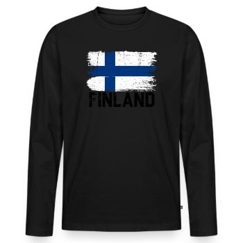 Nordic Flag Brushstroke - Men's Premium Organic Long Sleeve Shirt - black - Front - Nico (187cm)