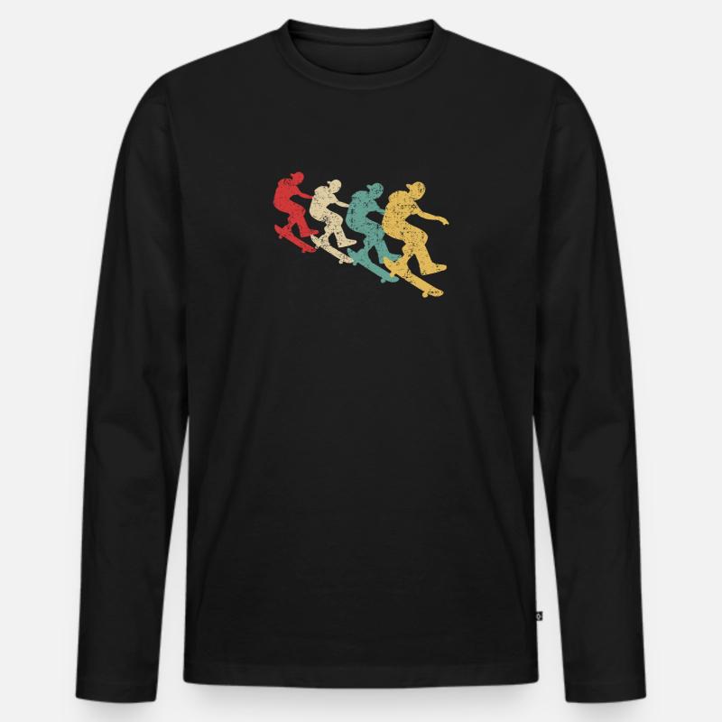 Skateboarding Skateboarder Skateboard Retro - Männer Premium Bio Langarmshirt - Schwarz