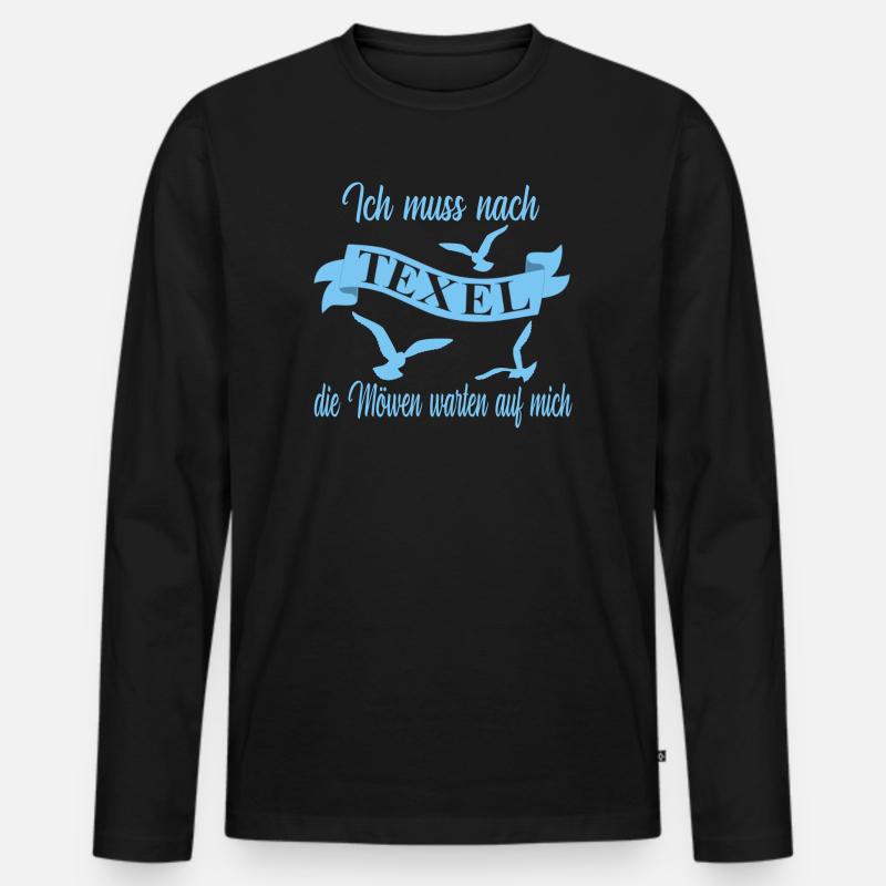 Texel Insel Urlaub - Männer Premium Bio Langarmshirt - Schwarz
