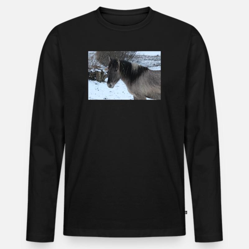 Pferd Pferdeposter - Männer Premium Bio Langarmshirt - Schwarz