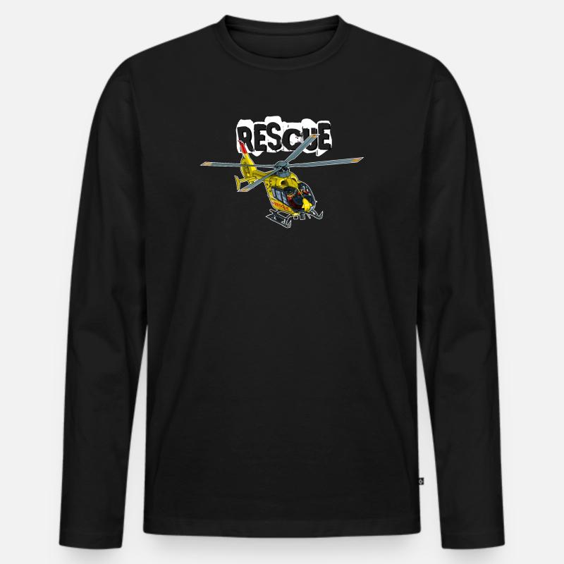 Hubschrauber Rettung - Männer Premium Bio Langarmshirt - Schwarz