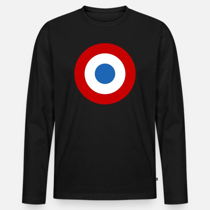 Luftwaffenaufkleber Roundel Frankreich Luftarmée - Männer Premium Bio Langarmshirt - Schwarz