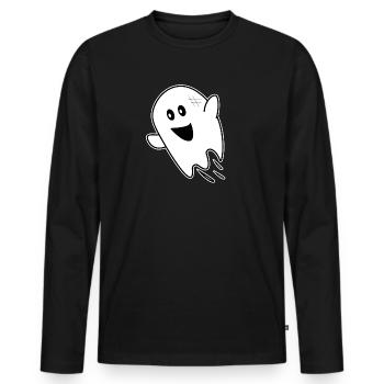 Fantôme fantôme halloween - T-shirt manches longues Premium bio Homme - noir - Devant - Nico (187cm)