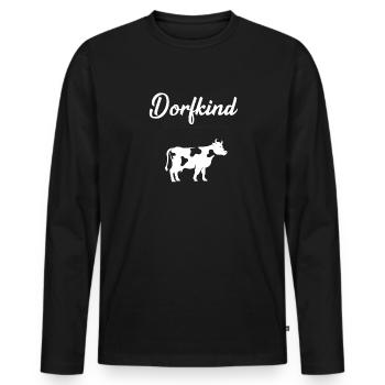 dorfkind Kühe - Männer Premium Bio Langarmshirt - Schwarz - Vorne - Nico (187cm)