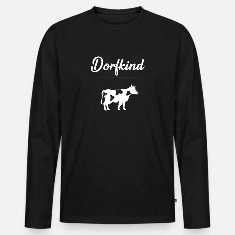 dorfkind Kühe - Männer Premium Bio Langarmshirt - Schwarz