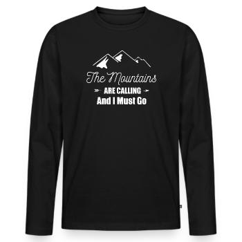 The Mountains Are Calling And I Must Go - Men's Premium Organic Long Sleeve Shirt - black - Front - Nico (187cm)