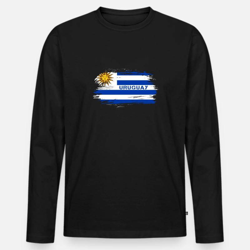 Uruguay Flaggen Design / Geschenkidee - Männer Premium Bio Langarmshirt - Schwarz