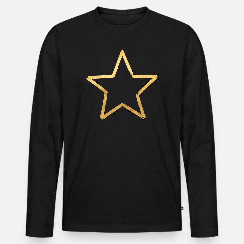Stern Gold Optik Glück edel Geschenk - Männer Premium Bio Langarmshirt - Schwarz
