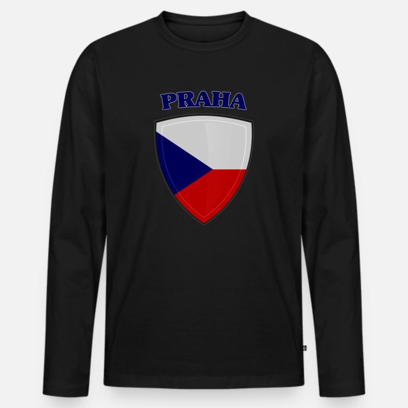 Prag - Männer Premium Bio Langarmshirt - Schwarz