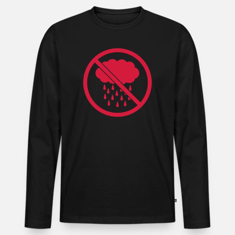 Verboten Schild Regen - Männer Premium Bio Langarmshirt - Schwarz