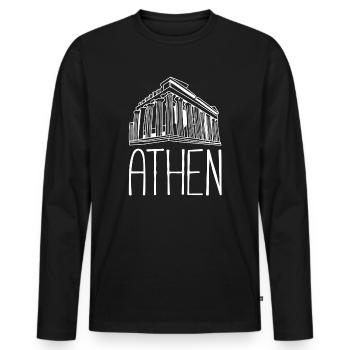 Athens - Men's Premium Organic Long Sleeve Shirt - black - Front - Nico (187cm)