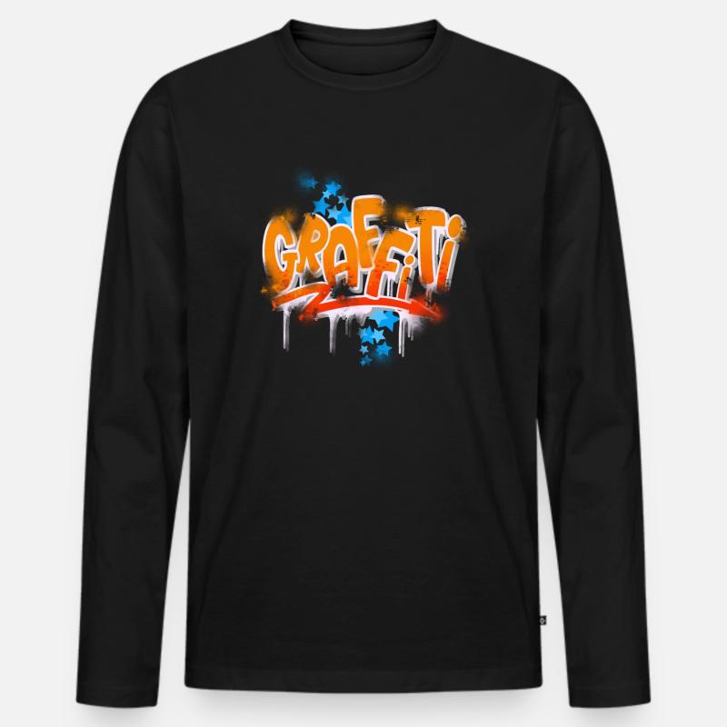 Graffiti - Männer Premium Bio Langarmshirt - Schwarz