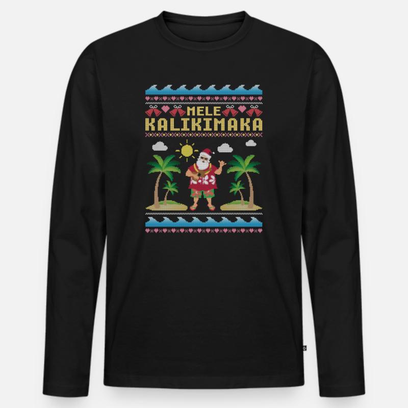 Mele Kalikimaka Santa - Männer Premium Bio Langarmshirt - Schwarz