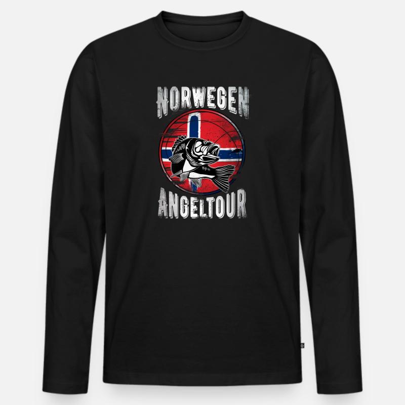 Norwegen Angeltour - Männer Premium Bio Langarmshirt - Schwarz