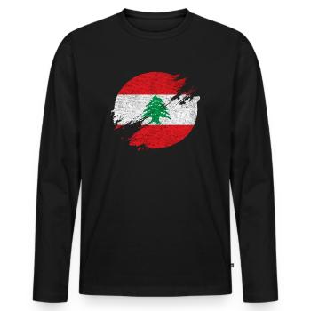 Libanon Vintage Kreis / Geschenkidee - Männer Premium Bio Langarmshirt - Schwarz - Vorne - Nico (187cm)