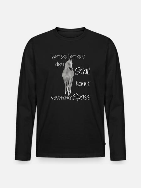 Pferd Spruch Stall Spaß - Männer Premium Bio Langarmshirt - Schwarz