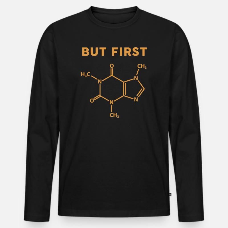 Aber das erste Kaffeemolekül - Männer Premium Bio Langarmshirt - Schwarz