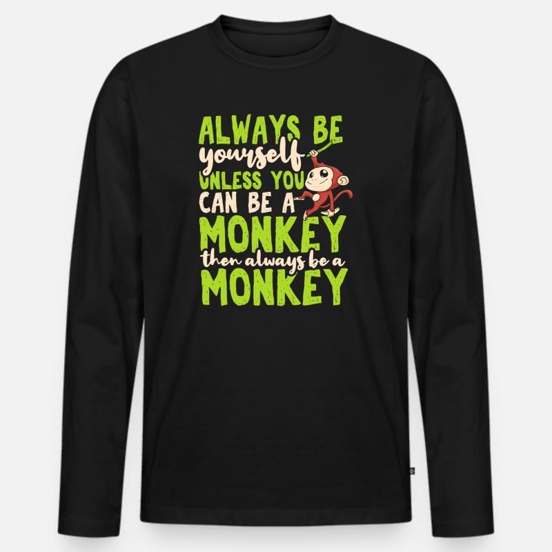 Affe - Männer Premium Bio Langarmshirt - Schwarz