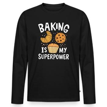 Backen Bäcker - Männer Premium Bio Langarmshirt - Schwarz - Vorne - Nico (187cm)