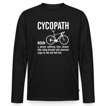 Cyclopath Bicycle Bold Quote Tee - Men's Premium Organic Long Sleeve Shirt - black - Front - Nico (187cm)