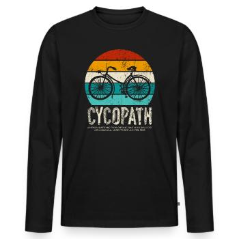 Cycopath Bicycle Retro Sunset - Men's Premium Organic Long Sleeve Shirt - black - Front - Nico (187cm)