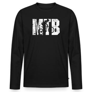 BMX Silhouette Schriftzug - Männer Premium Bio Langarmshirt - Schwarz - Vorne - Nico (187cm)