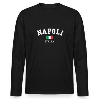 Naples Italie - T-shirt manches longues Premium bio Homme - noir - Devant - Nico (187cm)